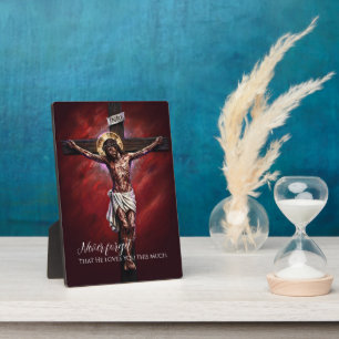 Jesus gekreuzigt starb für uns wegen unserer Sünde Fotoplatte