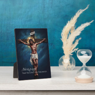 Jesus gekreuzigt starb für uns wegen unserer Sünde Fotoplatte