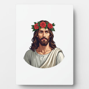 Jesus gekröntes Rosen-Vintage-Stich-Shirt 2 Fotoplatte