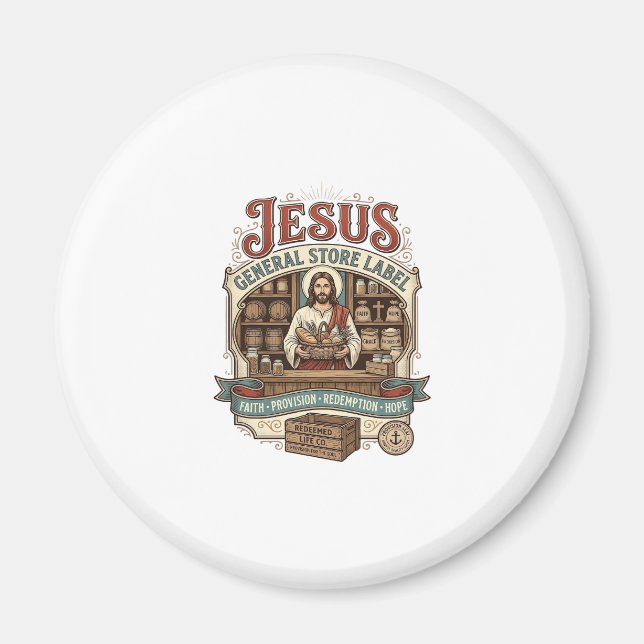 Jesus Gemischtwarenladen Label Jesus Gemischtwaren Magnet (Vorne)