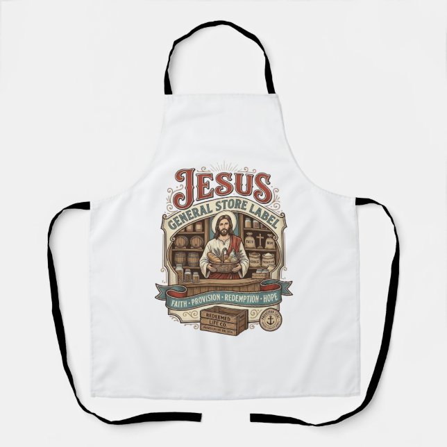 Jesus Gemischtwarenladen Label Jesus Gemischtwaren Schürze (Vorderseite)