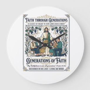 Jesus Genealogie Familienstammbaum-Shirt Glaube Ba Große Wanduhr