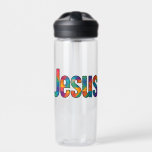 "Jesus" geometric design Trinkflasche<br><div class="desc">Beautiful colorful geometric design of the name of "Jesus". Great gift for Christian women who love the Lord and are proud to be His. This spiritual water bottle is ideal for religious celebrations and events such as baptisms and summer BBQ's.</div>