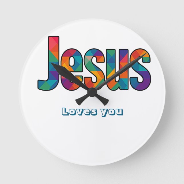 Jesus geometrisches Muster  Runde Wanduhr (Vorderseite)