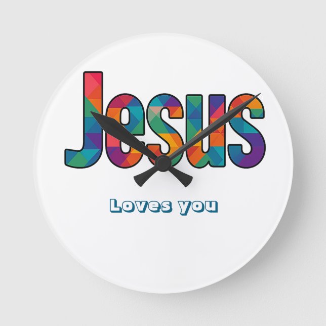 Jesus geometrisches Muster  Runde Wanduhr (Vorderseite)