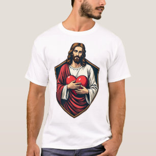 Jesus geschütztes Herz Vintage Gravur Shirt