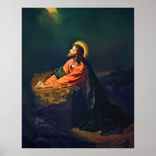 Jesus Gethsemane Agony Garden Mount Olives Hofman Poster (Vorne)