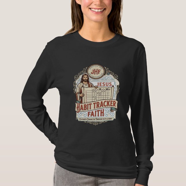 Jesus Gewohnheits-Tracker Glaube Jesus Gewohnheits T-Shirt (Vorderseite)