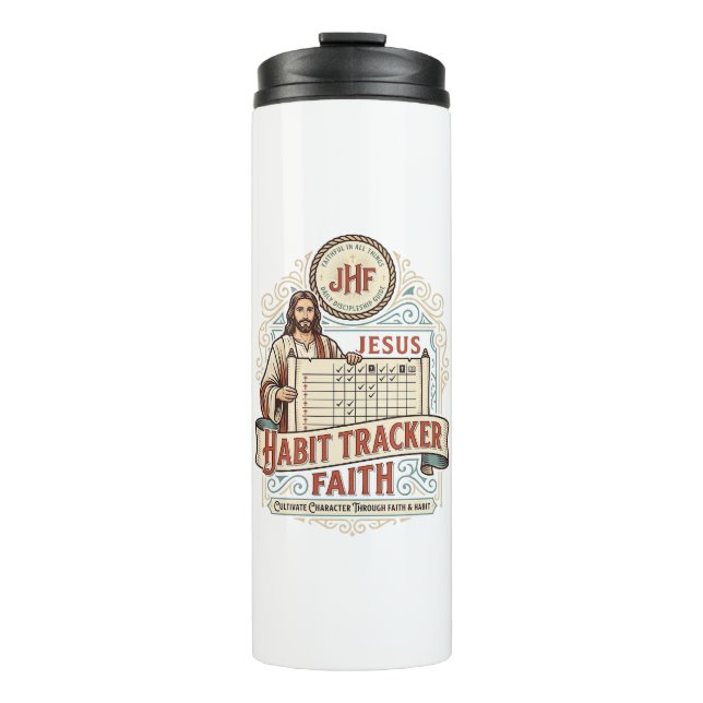 Jesus Gewohnheits-Tracker Glaube Jesus Gewohnheits Thermosbecher (Vorderseite)