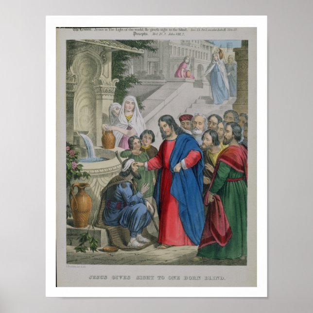 Jesus gibt einem Geborenen Blinden die Augen, von  Poster (Vorne)