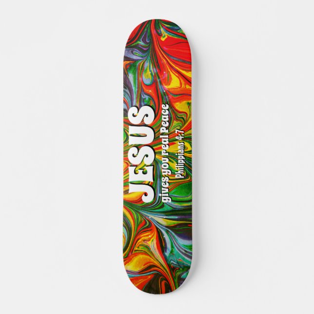 JESUS GIBT WIRKLICHEN FRIEDEN Christlich Skateboard (Vorne)