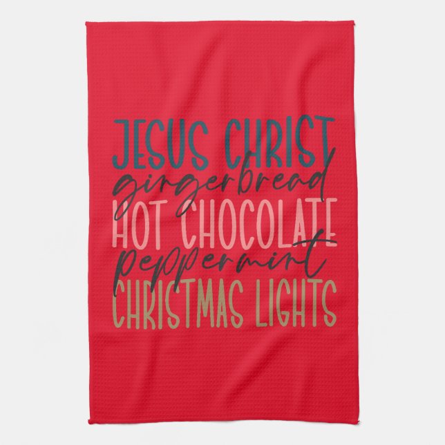 Jesus Ginger Brot Heiße Schokolade Weihnachtsbeleu Geschirrtuch (Vertikal)