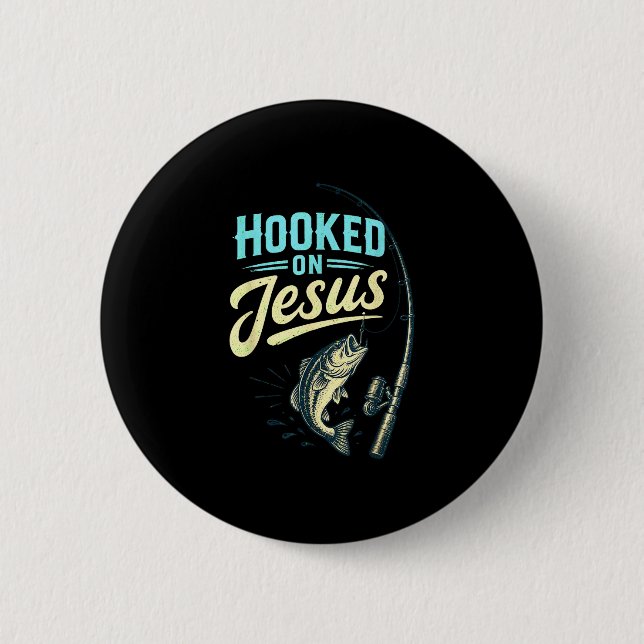 Jesus Glaube Fisch Angeln Vintage-Design  Button (Vorderseite)