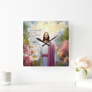 Jesus: Glaube, Gottes Sohn Quadratische Wanduhr