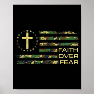Jesus Glaube über Furcht Kreuz Camo Amerikanische  Poster