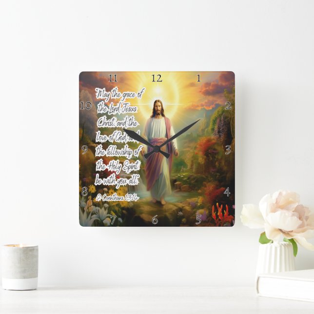 Jesus: Gnade, Liebe, Stipendiengott Quadratische Wanduhr (Zuhause)