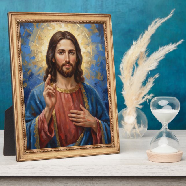 Jesus Goldrahmen-Gemälde Impasto Fotoplatte (Seite)