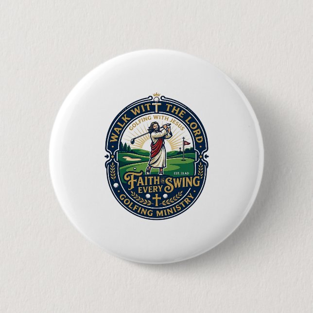 Jesus Golf-Shirt Glaube-basiertes Design_1 Button (Vorderseite)