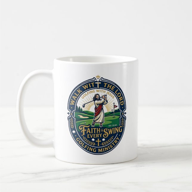 Jesus Golf-Shirt Glaube-basiertes Design_1 Kaffeetasse (Links)