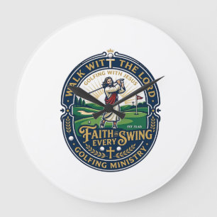 Jesus Golf-Shirt Glaubensbasiertes Design_1 Große Wanduhr