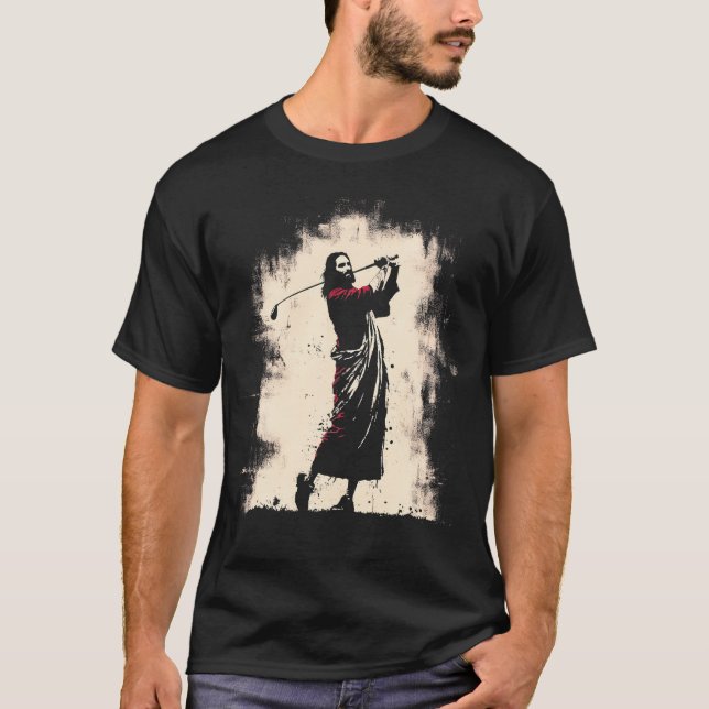 Jesus Golfer Funny Christlich Religious Golf Sport T-Shirt (Vorderseite)