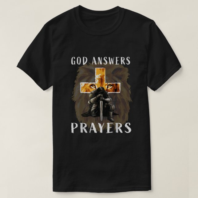 Jesus Gott antwortet Gebete Krieger Männer Christl T-Shirt (Design vorne)