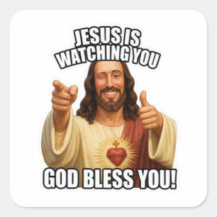 Jesus Gott segne dich Meme Cartoon Kunst Aufkleber