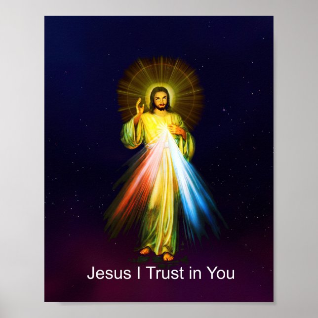 Jesus Göttliche Barmherzigkeit Ich vertraue dir En Poster (Vorne)