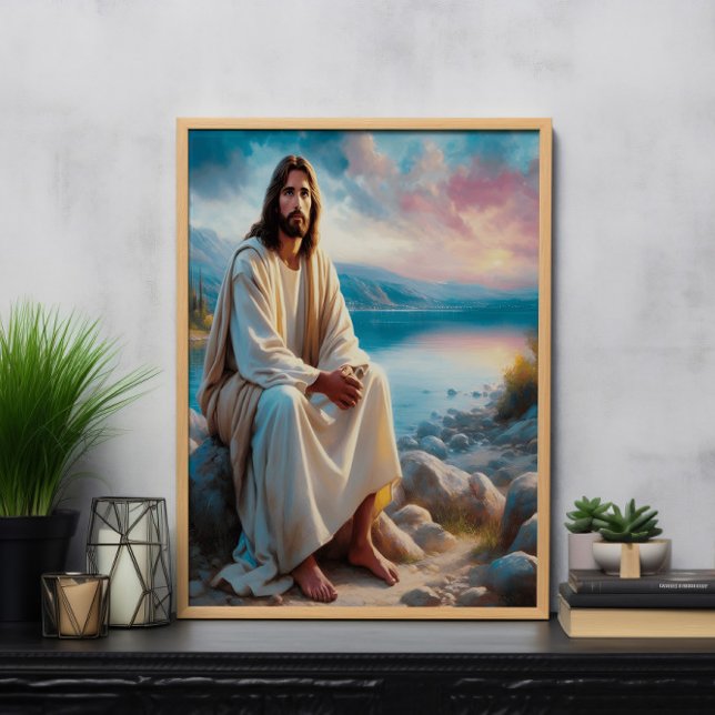 Jesus Göttlicher Frieden neben den Sonnenuntergang Poster (Von Creator hochgeladen)