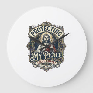 Jesus Grenzen Selbstachtung Shirt Glaube Basiertes Große Wanduhr
