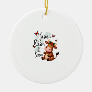 Jesus Grund für die Saison Kuh Weihnachten Christl Keramik Ornament