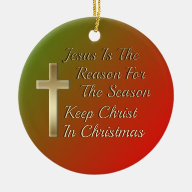 Jesus Grund Jahreszeit Behielt Christus Weihnachts Keramikornament (Vorne)