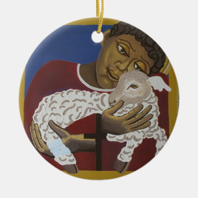 Jesus - Guten Hirten Keramikornament (Vorne)