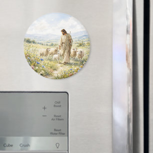 Jesus Guter Hirte Wildblumen Aquarell Magnet