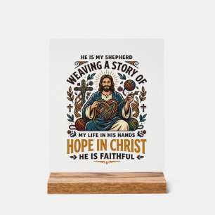 Jesus Häkel Strick T-Shirt Inspirierender Glaube Acrylschild