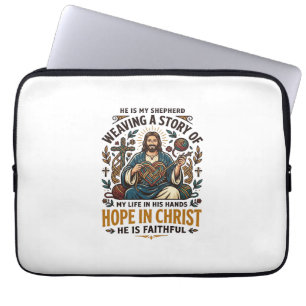 Jesus Häkel Strick T-Shirt Inspirierender Glaube Laptopschutzhülle
