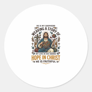 Jesus Häkeln Stricken T-Shirt Inspirierender Glaub Runder Aufkleber