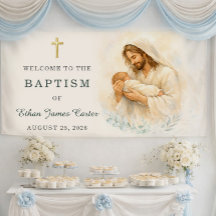 Jesus hält Baby Taufe Willkommen Wasserfarbe