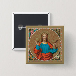 Jesus hält die Eucharistie empor (SNV 050) Button