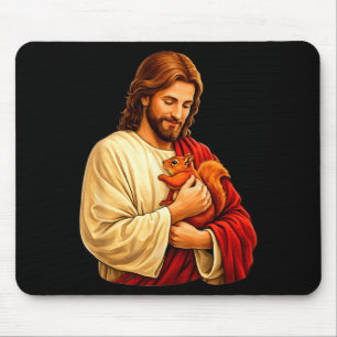 Jesus hält Eichhörnchen christlich Mousepad