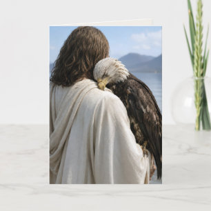 Jesus hält einen müden Weißkopfseeadler Karte