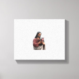 Jesus hält Moo Deng das Zwergflusspferd Klassische Leinwanddruck