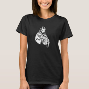 Jesus hält Ziege Baphomet Okkult Satanisch Tätowie T-Shirt