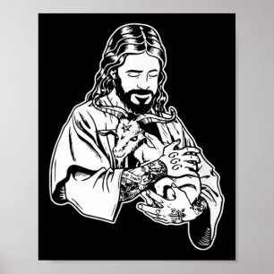 Jesus hält Ziege Baphomet Okkult Satanisches Tatto Poster