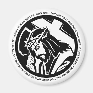Jesus halten Quer mit John-3:16zitat Magnet