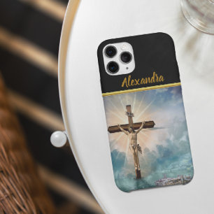Jesus hängt von einem christlichen Kreuz. Case-Mate iPhone Hülle