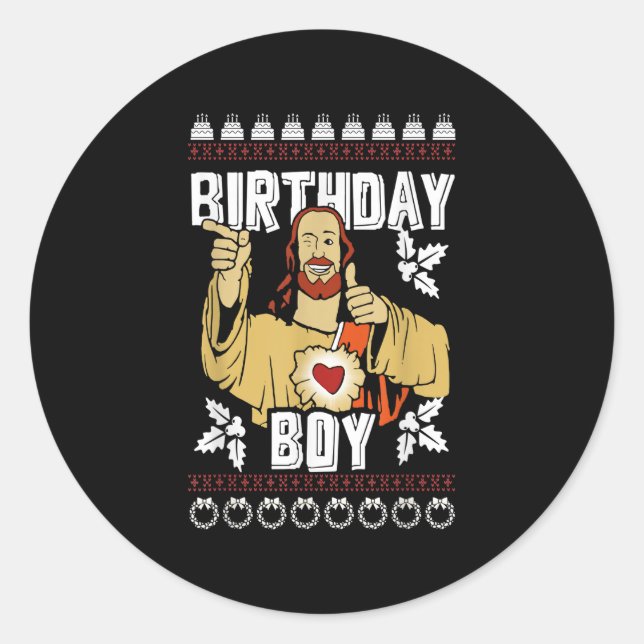 Jesus Happy Years Old Birthday See You Soon Runder Aufkleber (Vorderseite)