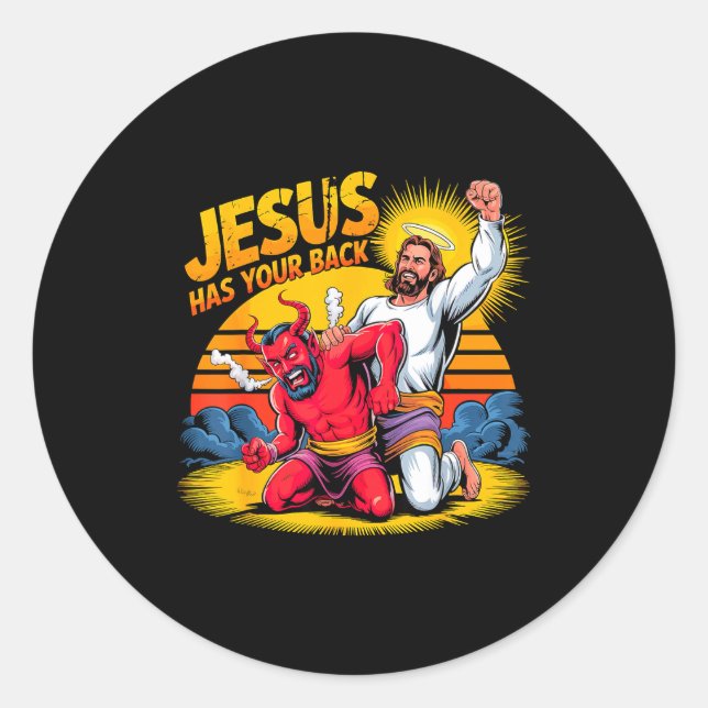Jesus Has Your Back Christian Faith  Runder Aufkleber (Vorderseite)