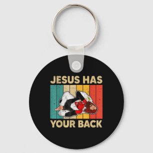 Jesus hat deinen Rücken Jiu Jitsu Retro Christlich Schlüsselanhänger