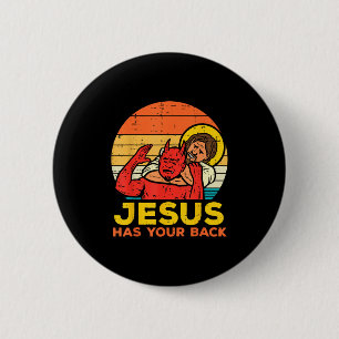 Jesus hat deinen Rücken - Retro Sonnenuntergang Je Button